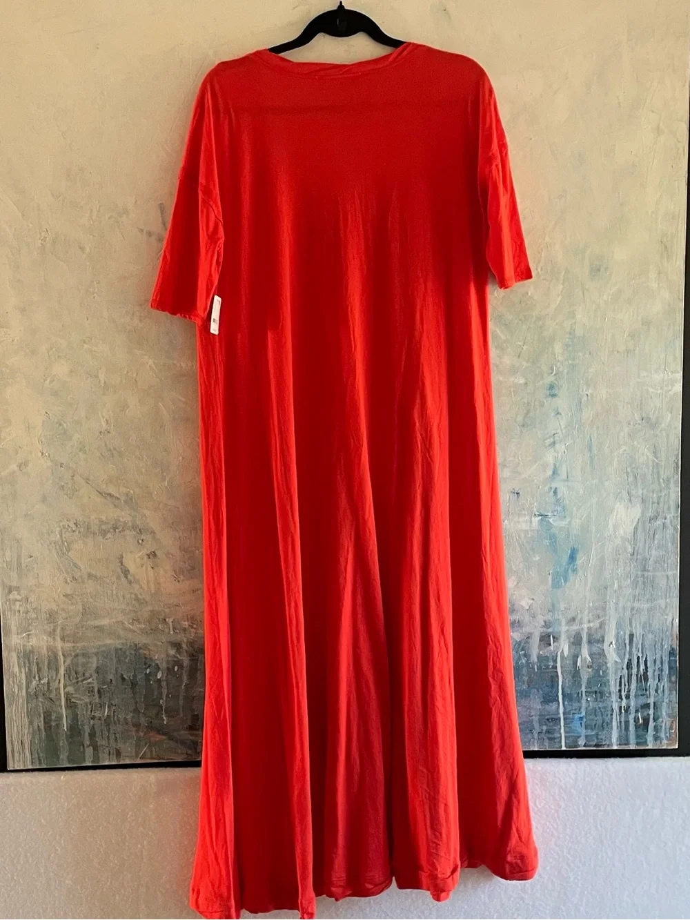 NWT Free People FP Beach Montauk Midi Dress Tomato Red Relaxed Oversized S